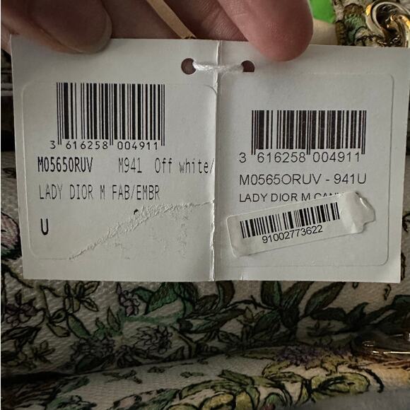 Christian Lady Dior NWT New Fabric Latte Embroidery Off-White Bag - Picture 12 of 16